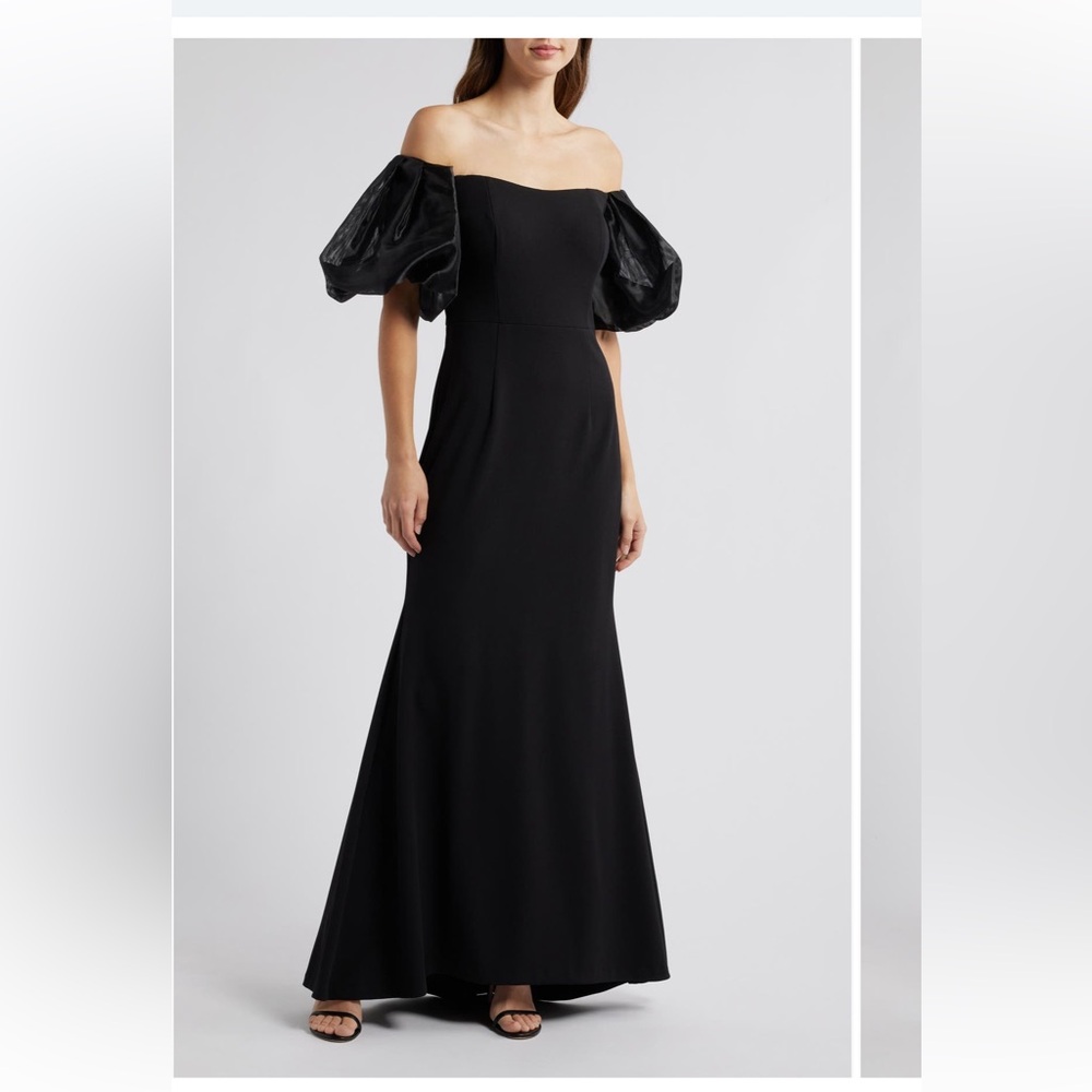 Eliza J Off The Shoulder Puff Sleeve Trumpet Gown Size 12